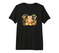 Womens Girls Kids Flowers Orange Tabby Cat Kitten Lover Camiseta Premium