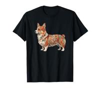 Womens Girls Kids Folk Art Illustration Corgi Dog Lover Camiseta