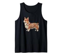 Womens Girls Kids Folk Art Illustration Corgi Dog Lover Camiseta sin Mangas