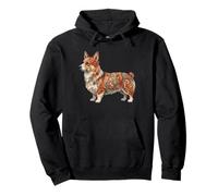 Womens Girls Kids Folk Art Illustration Corgi Dog Lover Sudadera con Capucha