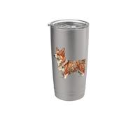 Womens Girls Kids Folk Art illustration Corgi Dog Lover Vaso térmico de acero inoxidable de doble pared
