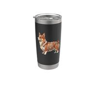 Womens Girls Kids Folk Art illustration Corgi Dog Lover Vaso térmico de acero inoxidable de doble pared