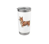 Womens Girls Kids Folk Art illustration Corgi Dog Lover Vaso térmico de acero inoxidable de doble pared