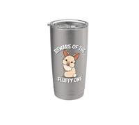 Womens Girls Kids Funny Beware Fluffy Lionhead Rabbit Lover Vaso térmico de acero inoxidable de doble pared