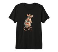 Womens Girls Kids Multicolored Folk Art Pet Rat Lover Camiseta Premium