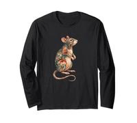Womens Girls Kids Multicolored Folk Art Pet Rat Lover Manga Larga