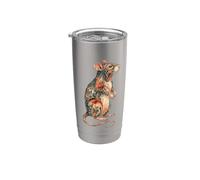 Womens Girls Kids Multicolored Folk Art Pet Rat Lover Vaso térmico de acero inoxidable de doble pared
