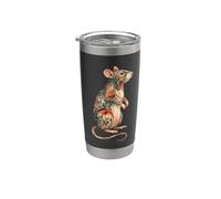 Womens Girls Kids Multicolored Folk Art Pet Rat Lover Vaso térmico de acero inoxidable de doble pared