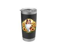 Womens Girls Kids Owner Cute Flowers Shetland Sheepdog Lover Vaso térmico de acero inoxidable de doble pared