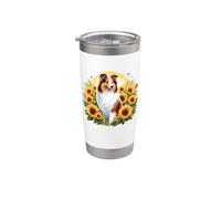 Womens Girls Kids Owner Cute Flowers Shetland Sheepdog Lover Vaso térmico de acero inoxidable de doble pared