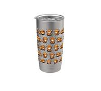 Womens Girls Kids Pattern Kawaii Scottish Highland Cow Lover Vaso térmico de acero inoxidable de doble pared