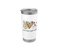 Womens Girls Kids Peace Love Jack Russell Terrier Lover Vaso térmico de acero inoxidable de doble pared