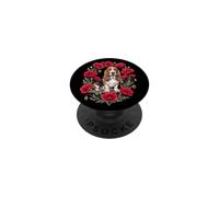 Womens Girls Kids Poppy Flowers Floral Basset Hound Lover PopSockets PopGrip Adhesivo