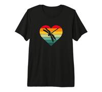 Womens Girls Kids Retro Vintage Heart Dragonfly Lover Camiseta Premium