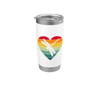 Womens Girls Kids Retro Vintage Heart Dragonfly Lover Vaso térmico de acero inoxidable de doble pared