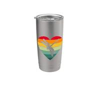 Womens Girls Kids Retro Vintage Heart Dragonfly Lover Vaso térmico de acero inoxidable de doble pared