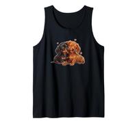 Womens Girls Kids Two 2 Red Black Tan Dachshund Puppy Lover Camiseta sin Mangas