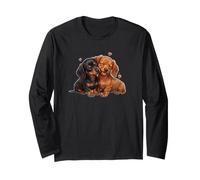 Womens Girls Kids Two 2 Red Black Tan Dachshund Puppy Lover Manga Larga