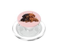 Womens Girls Kids Two 2 Red Black Tan Dachshund Puppy Lover PopSockets PopGrip para MagSafe