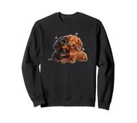 Womens Girls Kids Two 2 Red Black Tan Dachshund Puppy Lover Sudadera