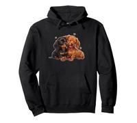 Womens Girls Kids Two 2 Red Black Tan Dachshund Puppy Lover Sudadera con Capucha