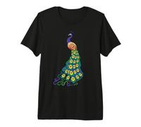 Womens Girls Mens Kids Peacock Art with Blue Feathers Camiseta Premium