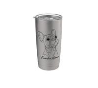 Womens Girls Minimalist Line Art Lover French Bulldog Mama Vaso térmico de acero inoxidable de doble pared