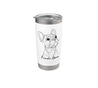 Womens Girls Minimalist Line Art Lover French Bulldog Mama Vaso térmico de acero inoxidable de doble pared