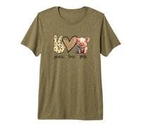 Womens Girls Mom Peace Love Cute Show Pig Lover Camiseta Premium