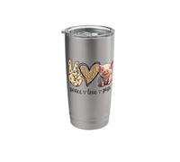 Womens Girls Mom Peace Love Cute Show Pig Lover Vaso térmico de acero inoxidable de doble pared