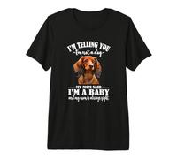 Womens Girls Mom Says Im A Baby Long Haired Dachshund Lover Camiseta Premium