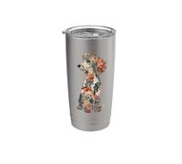 Womens & Girls Multicolored Cute Folk Art Poodle Lover Vaso térmico de acero inoxidable de doble pared