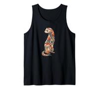 Womens Girls Multicolored Floral Folk Art Ferret Lover Camiseta sin Mangas