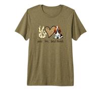 Womens Girls Peace Love Basset Hound Mom Lover Camiseta Premium