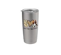 Womens Girls Peace Love Basset Hound Mom Lover Vaso térmico de acero inoxidable de doble pared