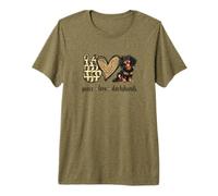 Womens Girls Peace Love Black Long Haired Dachshund Lover Camiseta Premium