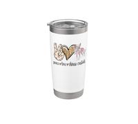 Womens Girls Peace Love Chinese Crested Dog Mom Lover Vaso térmico de acero inoxidable de doble pared