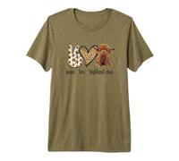 Womens Girls Peace Love Heifer Scottish Highland Cow Lover Camiseta Premium
