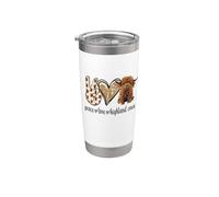 Womens Girls Peace Love Heifer Scottish Highland Cow Lover Vaso térmico de acero inoxidable de doble pared