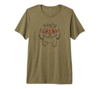 Womens Girls Red Glasses Illustration Shih Tzu Dog Lover Camiseta Premium