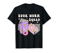Womens Girls Retro Book Worm Squad Love Reading Books Camiseta