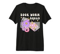 Womens Girls Retro Book Worm Squad Love Reading Books Camiseta Premium