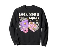Womens Girls Retro Book Worm Squad Love Reading Books Sudadera