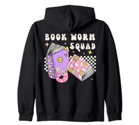 Womens Girls Retro Book Worm Squad Love Reading Books Sudadera con Capucha