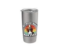Womens Girls Retro Vintage Best Basset Hound Mom Lover Vaso térmico de acero inoxidable de doble pared