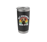 Womens Girls Retro Vintage Best Mom Irish Wolfhound Lover Vaso térmico de acero inoxidable de doble pared