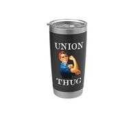 Womens Girls Rosie The Riveter Pro Union Thug Vaso térmico de acero inoxidable de doble pared
