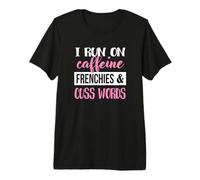 Womens Girls Run On Caffiene Words Frenchies Dog Lover Camiseta Premium