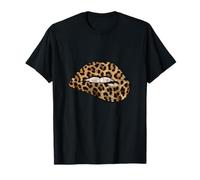 Women's Girls Sexy Woman Lips Graphic Design Tiger Style Camiseta