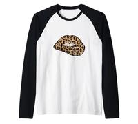 Women's Girls Sexy Woman Lips Graphic Design Tiger Style Camiseta Manga Raglan